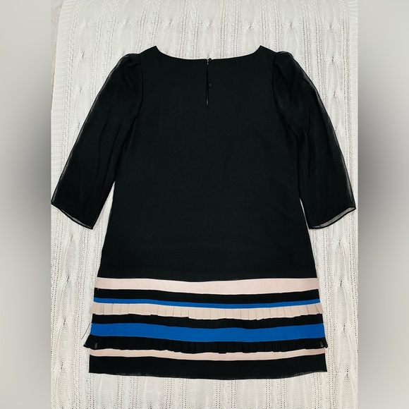 Monsoon Black Embroidered Above Knee Dress Sheer Sleeves Size 10 - Picture 4 of 13